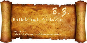 Balkányi Zoltán névjegykártya