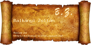 Balkányi Zoltán névjegykártya